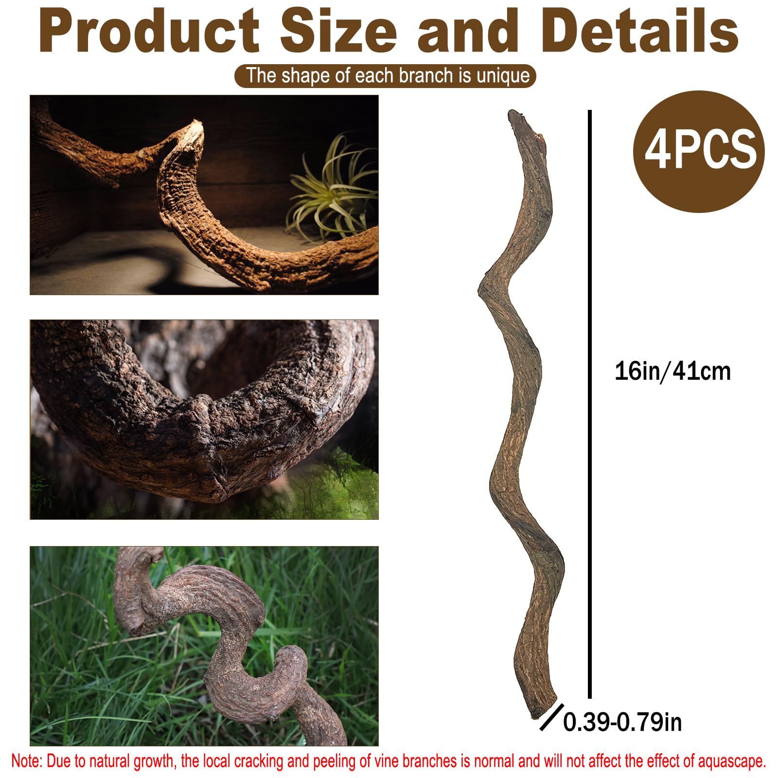 BNOSDM Reptile Forest Climbing Branch Decor Crested Gecko Climb Wood Natural Branches Tree for Snake Frog Chameleon Spider Beard